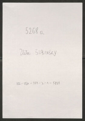 Šubinšky, Zlata, 24.12.1919. Policijski karton