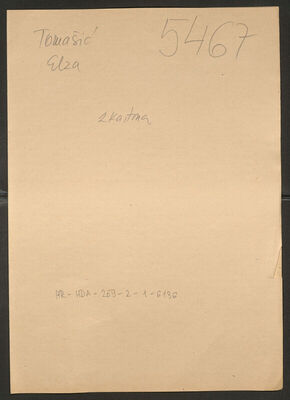 Tomašić, Elza (Elizabeta) rođ. Jurović, 9.10.1908. Policijski karton