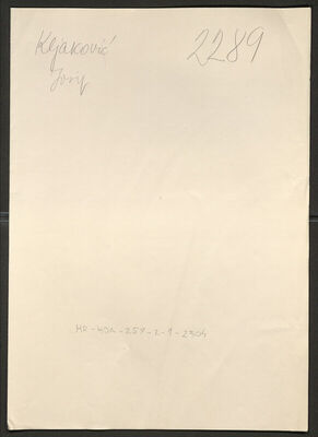 Kljaković-Gašpić, Josip, 12.8.1899. Policijski karton