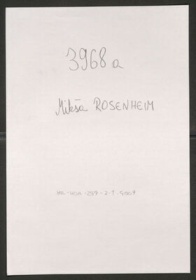 Rosenheim, Mikša, 1910. Policijski karton