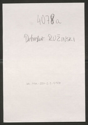 Ružinski, Dobroslav, 24.1.1910. Policijski karton