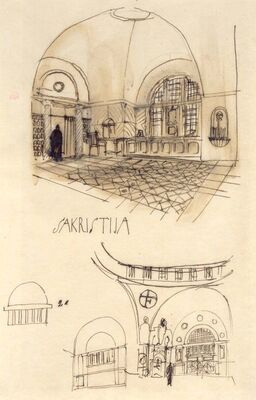 Crkva sv. Blaža, prostorne studije unutrašnjosti sakristije i crkve