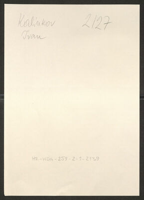 Kalinkov, Ivan. Policijski karton