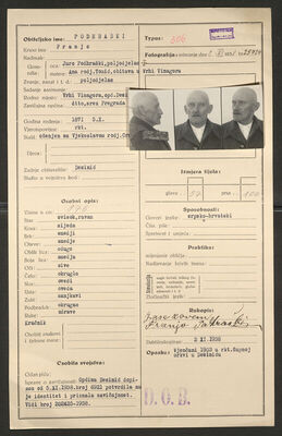 Podhraški, Franjo, 5.10.1871. Policijski karton