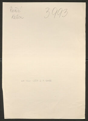 Rožić, Katica, 23.11.1890. Policijski karton