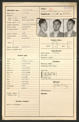 Ferber, Ivan, 1915. Policijski karton