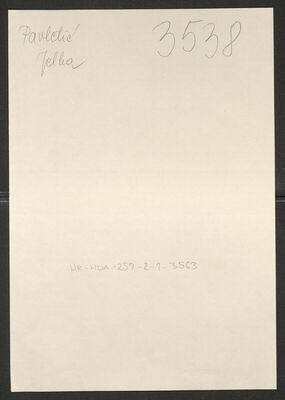 Pavletić, Jelka, 4.7.1908. Policijski karton