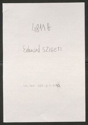 Szigeti, Eduard, 26.10.1895. Policijski karton