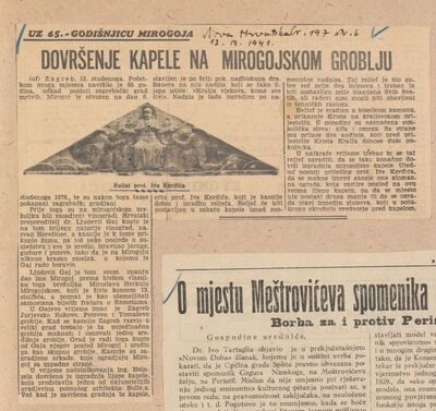 Dovršenje kapele na mirogojskom groblju