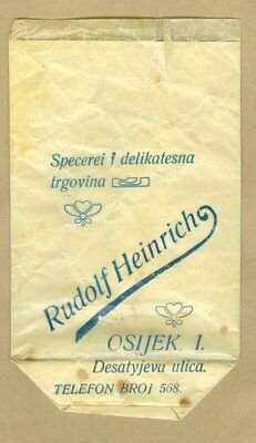 Vrećica, Specerei i delikatesna trgovina Rudolf Heinrich, Osijek I.