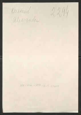 Knežević, Aleksander, 1904. Policijski karton