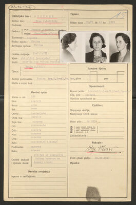 Steiner, Olga rođ. Ledetzky, 5.3.1901. Policijski karton