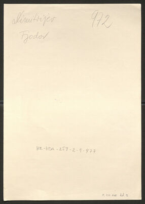 Dimitrijev, Fjodor, 24.6.1892. Policijski karton