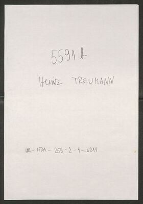 Treumann, Heinz, 20.8.1902. Policijski karton