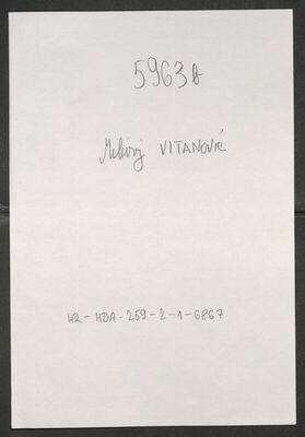 Vitanović, Milivoj, 1895. Policijski karton