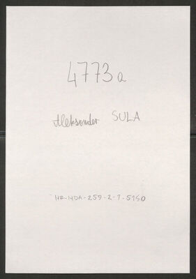 Sula, Aleksander, 1903. Policijski karton