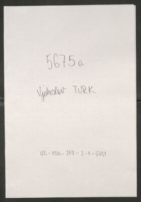 Turk, Vjekoslav, 11.4.1896. Policijski karton