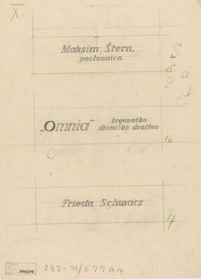 Natpisi: Maksim Štern, Omnia d.d., Frieda Schwarz