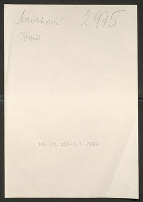 Marinković, Tomo, 1890. Policijski karton