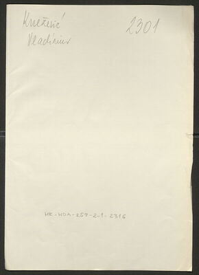 Knežević, Vladimir, 14.6.1923. Policijski karton