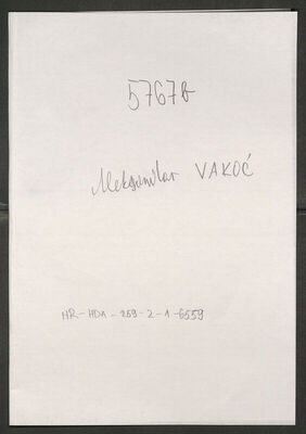 Vakoć, Aleksandar, 1.10.1922. Policijski karton