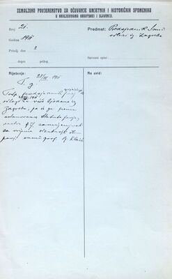 Bilješka o privremenoj zamjeni predsjednika Tadije Smičiklasa, koga će mijenjati profesor Vjekoslav Klaić