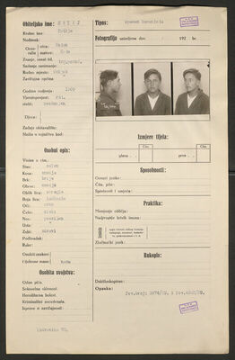 Salaj, Matija, 28.2.1909. Policijski karton