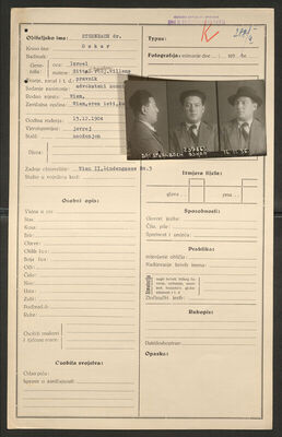 Sternach, Oskar, 13.12.1904. Policijski karton