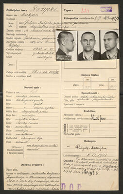 Ružycki, Markijan, 3.11.1912. Policijski karton