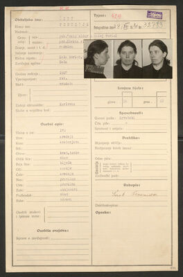 Šart, Terezija, 1907. Policijski karton