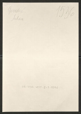 Govedić, Milan, 13.10.1904. Policijski karton