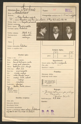 Szerbuc, Ladislav, 9.7.1908. Policijski karton