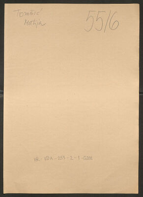 Tomšić, Matija, 1887. Policijski karton