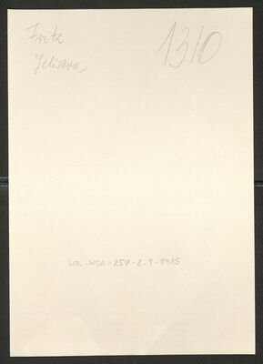 Fritz, Jelisava, 1897. Policijski karton