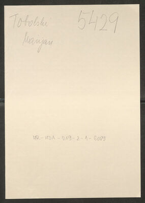 Tobolski, Marijan, 5.8.1912. Policijski karton