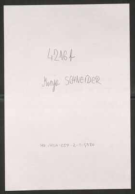 Schneider, Marija, 24.4.1891. Policijski karton