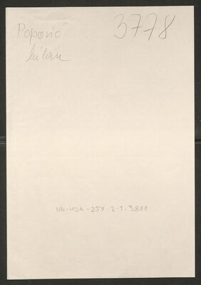 Popović, Milan, 1908. Policijski karton