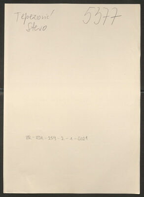 Tepezović, Stevo, 1899. Policijski karton