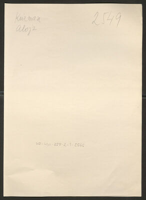 Krizman, Alojz, 6.4.1894. Policijski karton