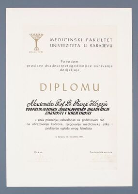 Diploma Akademiku Prof. Dr. Franji Kogoju