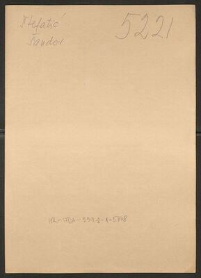 Štefatić, Šandor, 27.5.1913. Policijski karton