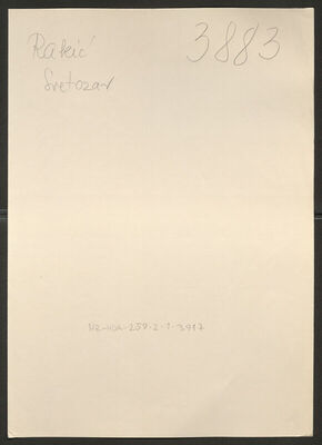 Rakić, Svetozar, 5.3.1902. Policijski karton