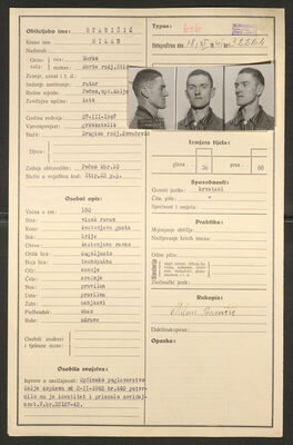 Staničić, Milan, 27.3.1907. Policijski karton