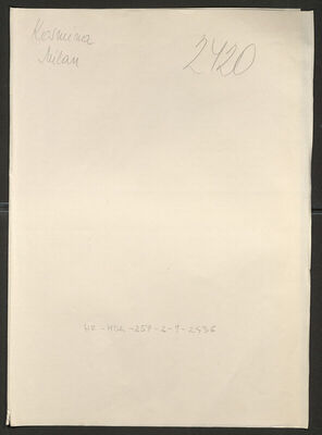 Kosmina, Milan, 20.1.1911. Policijski karton