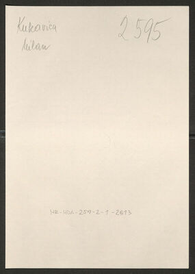 Kukavica, Milan, 3.8.1916. Policijski karton