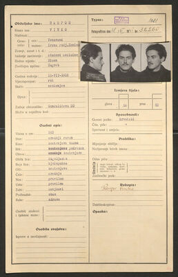 Raspor, Vinko, 11.7.1918. Policijski karton