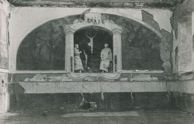 Lepoglava - Bivši pavlinski samostan, freske sv. Augustin i sv. Jeronim sa skulpturama Raspeća, sv. Antuna i sv. Pavla