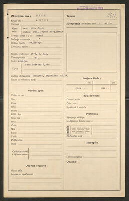 Srok, Anton, 6.7.1879. Policijski karton