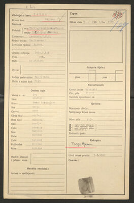 Varga, Stjepan, 2.3.1923. Policijski karton