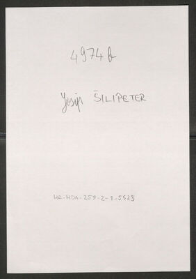 Šilipeter, Josip, 33 godine. Policijski karton